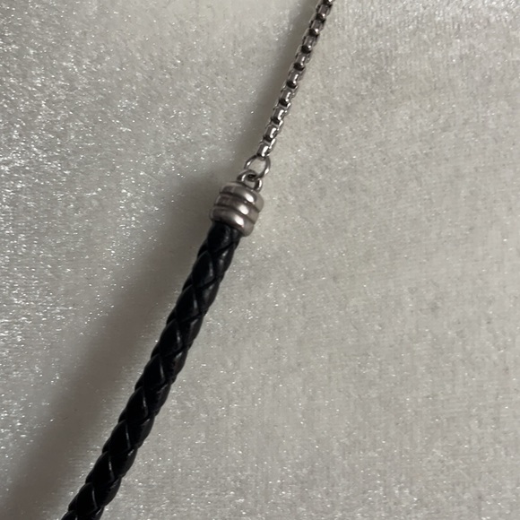 zoppini necklace silver, black cord & Rhinestone - Picture 6 of 8